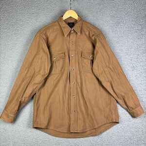 VTG Deerskin Cotton Melton Shirt Hunting USA Made Mens L Brown‎ Size Tag Removed